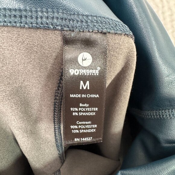 90 Degree By Reflex Arctic Navy Leatherette Ankle-Length Leggings Super Hi-Rise - Picture 5 of 9